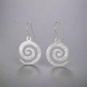 Scratched Finish Spiral Drop Earrings-Silver image