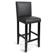 Dark Grey Faux Leather Bar Stool, Wooden Frame, 110cm Height, 41x37.5cm Seat, Modern Kitchen Island Chair