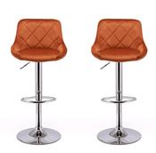 Pair of Sienna Orange Velvet Bar Stools image