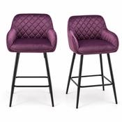 Lombardy Purple Velvet Bar Stools – Pair of 2 image
