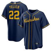 Men's Milwaukee Brewers Christian Yelich Alternate Player Jersey - Navy image