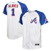 Youth Atlanta Braves Ozzie Albies 2023 City Connect Replica Jersey - White image
