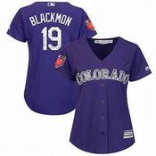 Womens Colorado Rockies Charlie Blackmon Cool Base Replica Jersey Purple image