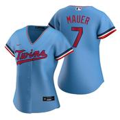 Women's Minnesota Twins Joe Mauer Replica Alternate Jersey - Blue image