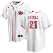 Youth Cincinnati Reds Hunter Greene Cool Base Replica Home Jersey - White image