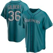 Men's Seattle Mariners Logan Gilbert Cool Base Replica Alternate Jersey - Aqua image