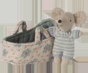 Baby mouse in carrycot -Blue image