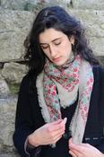 Red  patterned wool Square