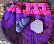 Rose quartz and amethyst in silk bag