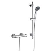 Flow Thermostatic Exposed Bar Valve &amp; Riser Shower Kit - Chrome