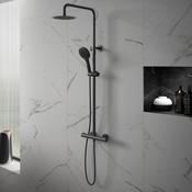 Premium Round Thermostatic T-Bar Rainfall Shower - Black image