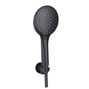 Round Wall Outlet Elbow with Bracket, Hose &amp; Handset - Black