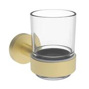 Round Wall-mounted Tumbler &amp; Holder - Brushed Brass image
