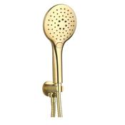 Round Wall Outlet Elbow with Bracket, Hose &amp; Handset - Brushed Brass