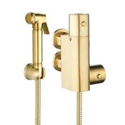 Thermostatic Round Douche Bidet Kit with 1.25m Hose - Brushed Brass
