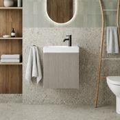 Fluted Mini Cloakroom Wall-Hung Vanity Unit with Basin - Soft Coffee