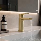 Capri Mono Basin Mixer Tap &amp; Waste - Brushed Brass