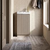 Mini Fluted Cloakroom Vanity Unit with Ceramic Basin - Soft Coffee image