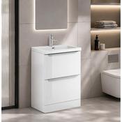 Dax 600mm Floor Standing Bathroom Vanity Unit with Basin - White