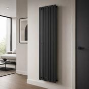 Cadiz Flat Vertical Double Panel Radiator 1800 x 490 mm - Black