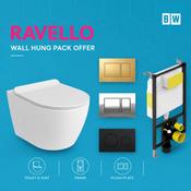 Rimless Wall Hung White Toilet, Frame &amp; Button Pack