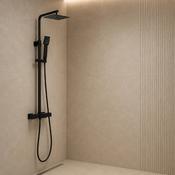 Flow Square Thermostatic T-Bar Drench Shower Set - Black