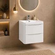 Rimini 500mm Wall Hung Vanity Unit with Basin &amp; 2 Drawers - White image