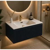 Fluted 800 mm Wall Hung Vanity &amp; Matte Basin - Midnight Shadow