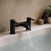 Pisa Round Deck Mounted Bath Filler Tap - Black