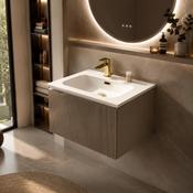 Fluted 600mm Wall-Hung Vanity Unit with Basin – Soft Coffee