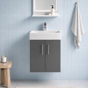Elba 420mm Wall Hung Vanity Unit with Basin - Matt Stone Grey