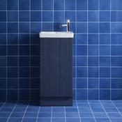Mini Fluted Cloakroom Vanity Unit with Ceramic Basin - Midnight Shadow