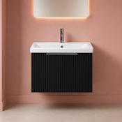 Murano 600mm Fluted Wall Hung Vanity Unit with Basin - Black