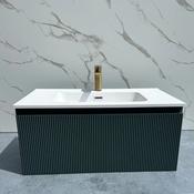 Fluted 800 mm Wall Hung Vanity &amp; Matte Basin - Smoked Sage image