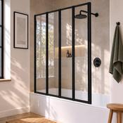 4 Panel Folding Bath Screen 1400 x 845 mm - Black
