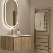 Fluted 600mm Wall-Hung Vanity Unit with Basin - Country Oak