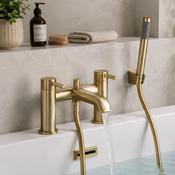 Pisa Bath Shower Mixer Tap with Shower Kit - Brushed Brass