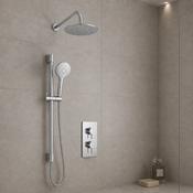 Concealed Thermostatic Shower Valve with Rail, Hose &amp; Rain Head - Chrome