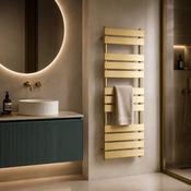 Palma Designer Flat Heated Towel Rail 500 x 1200mm - Brushed Brass