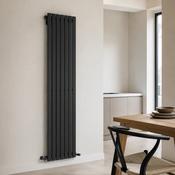 Cadiz Flat Vertical Double Panel Radiator 1800 x 420 mm - Black