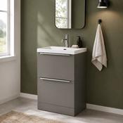 Dax 600mm Floor Standing Bathroom Vanity Unit with Basin - Grey