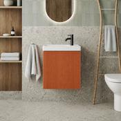 Fluted Mini Cloakroom Wall-Hung Vanity Unit with Basin - Bruciata Orange image
