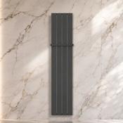Cordoba Anthracite Aluminium Vertical Radiator Single Panel - 375mm Inc. Towel Rail
