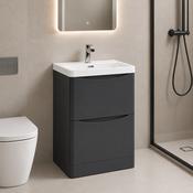 Rimini 600mm 2 Drawer Floorstanding Vanity Unit with Basin - Anthracite