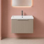 Murano 600mm Fluted Wall Hung Vanity Unit with Basin – Matt Cashmere