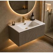 Fluted 800 mm Wall Hung Vanity &amp; Matte Basin - Soft Coffee