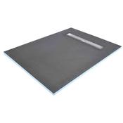 Low Profile 1500 x 900 mm Linear Drain Offset Walk-in Shower Tray - Grey