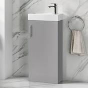 Flow 400mm Floorstanding Cloakroom Unit with Basin - Matt Stone Grey