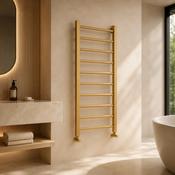 Ancona Heated Towel Rail 500 x 1200mm - Brushed Brass