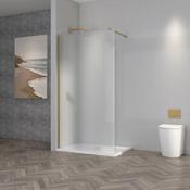 1000mm Fluted Wet Room Screen - Brushed Brass